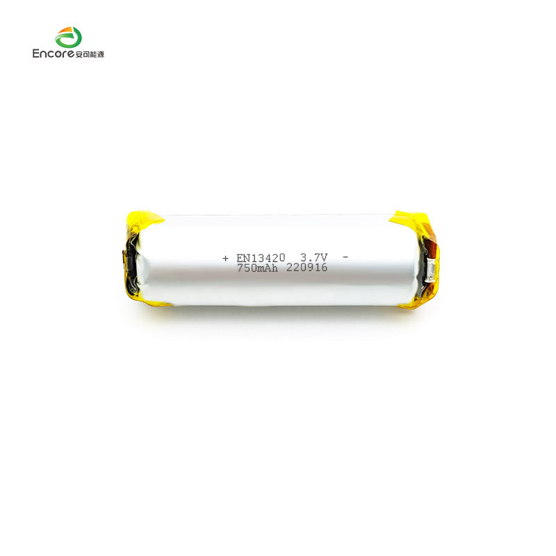 13420 750mAh بیلناکار 3.7v لیپو بیٹری